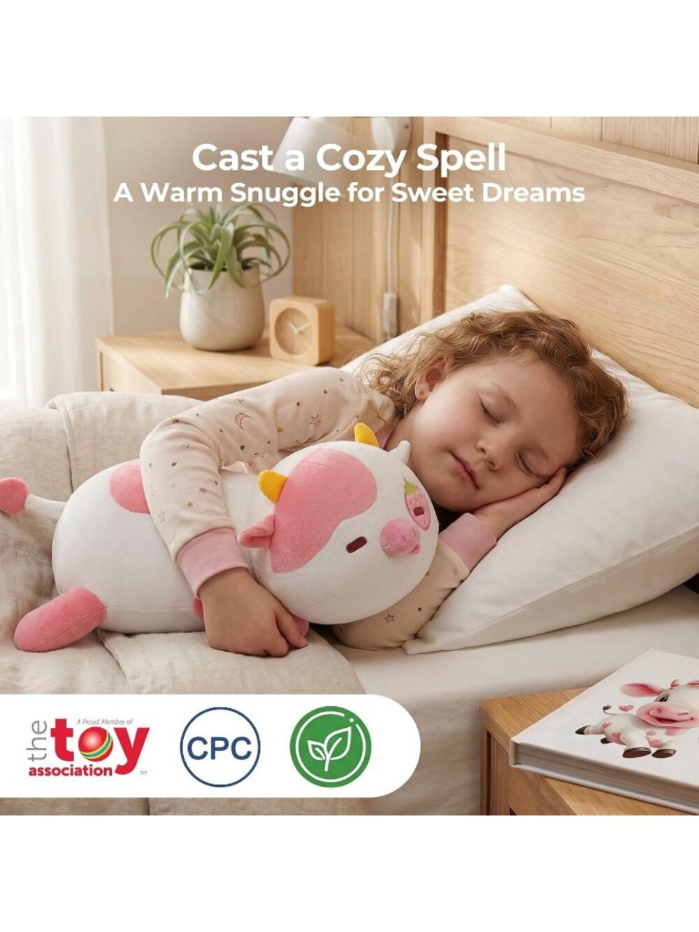 Strawberry Cow Plush Pillow 13" Cute Squishy Huggable Stuffed Animal Decor - Picture 5 of 6